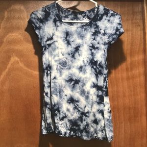 Blue and white “Tie die” t-shirt/blouse, Justice
